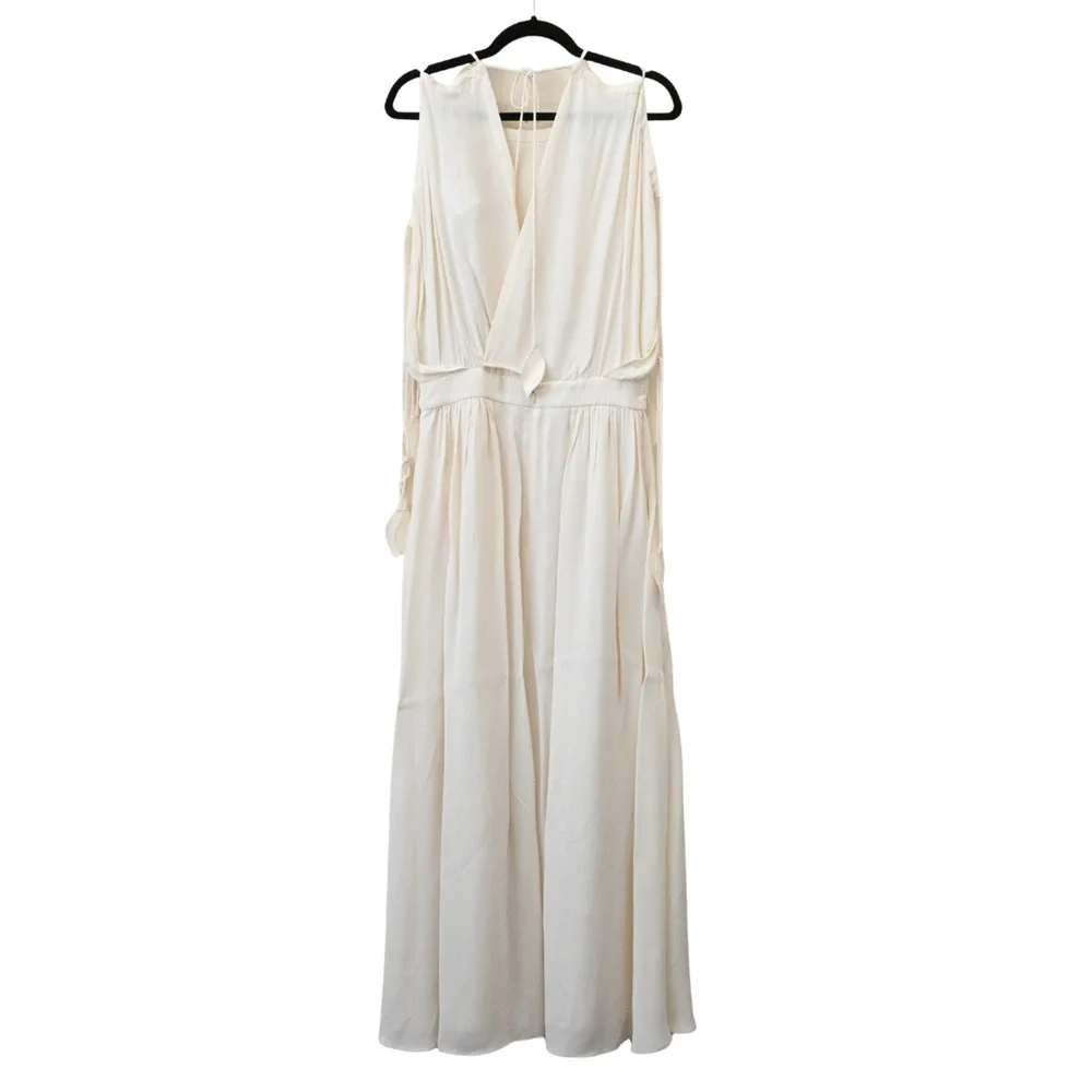 TORY BURCH Evalene New Ivory Sleeveless Tie-Shoulder Maxi Dress Size 8